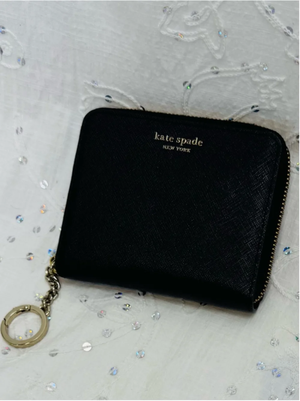 Kate Spade Cameron Small Slim Continental Wallet Black Saffiano Leather